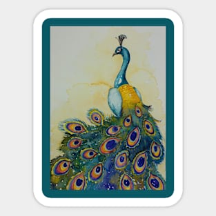 Beautiful Peacock - bird painting Sticker